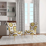 Gold and browne pattern with gradient vintage circles Mid-Century Accent Chair