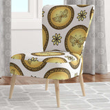 Gold and browne pattern with gradient vintage circles Mid-Century Accent Chair