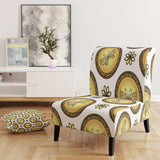 Gold and browne pattern with gradient vintage circles Mid-Century Accent Chair