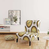 Gold and browne pattern with gradient vintage circles Mid-Century Accent Chair