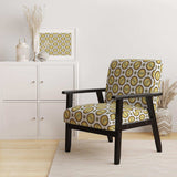 Gold and browne pattern with gradient vintage circles Mid-Century Accent Chair