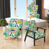 geometric pattern with leaves and flowers Mid-Century Accent Chair
