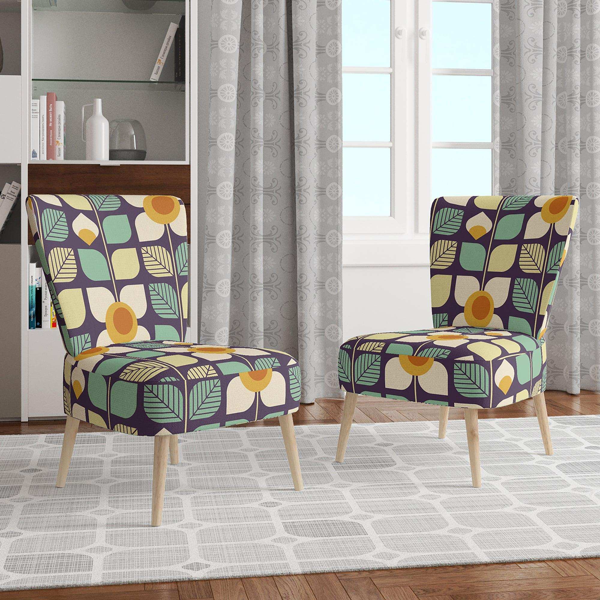 Botanical Retro Design III Mid-Century Accent Chair