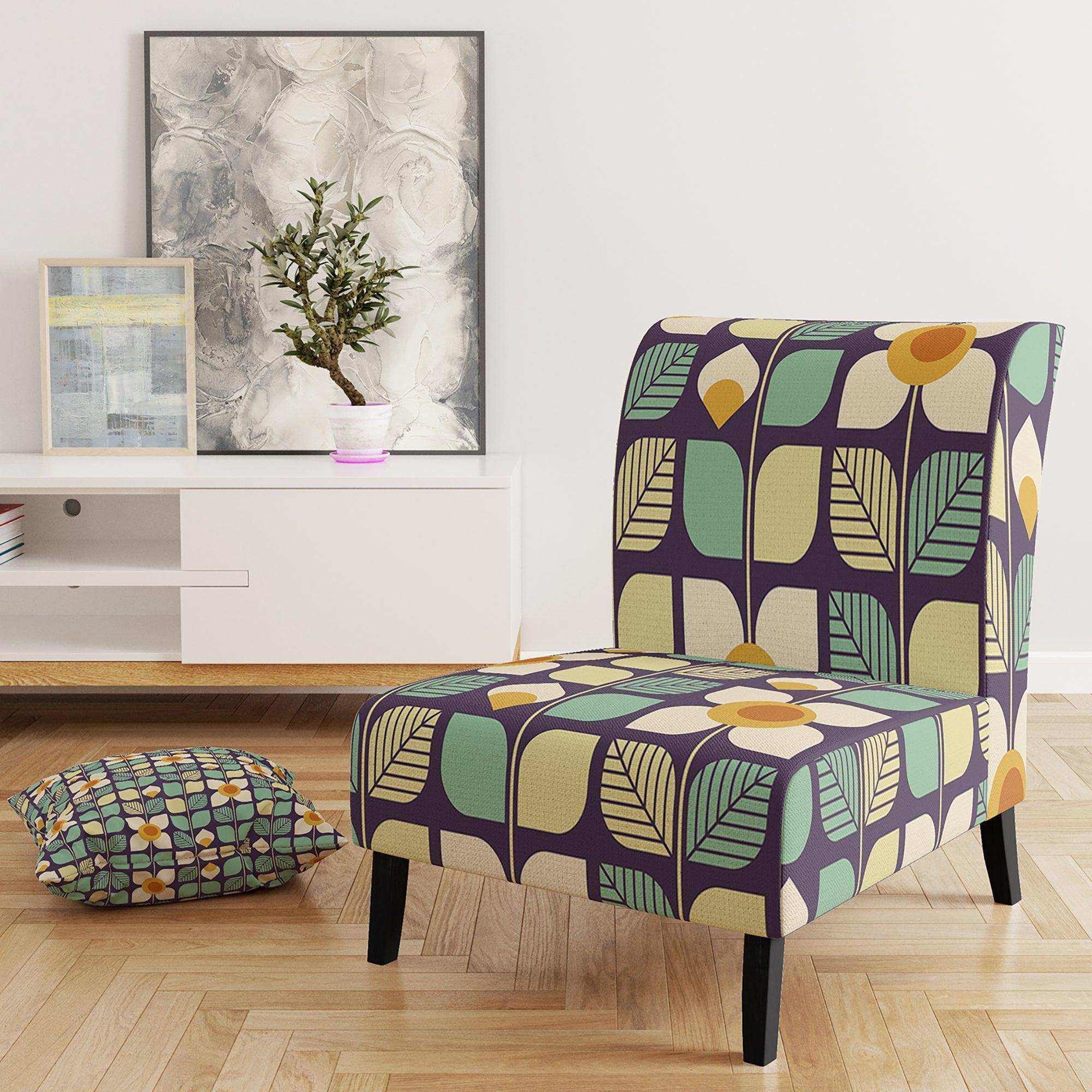 Botanical Retro Design III Mid-Century Accent Chair