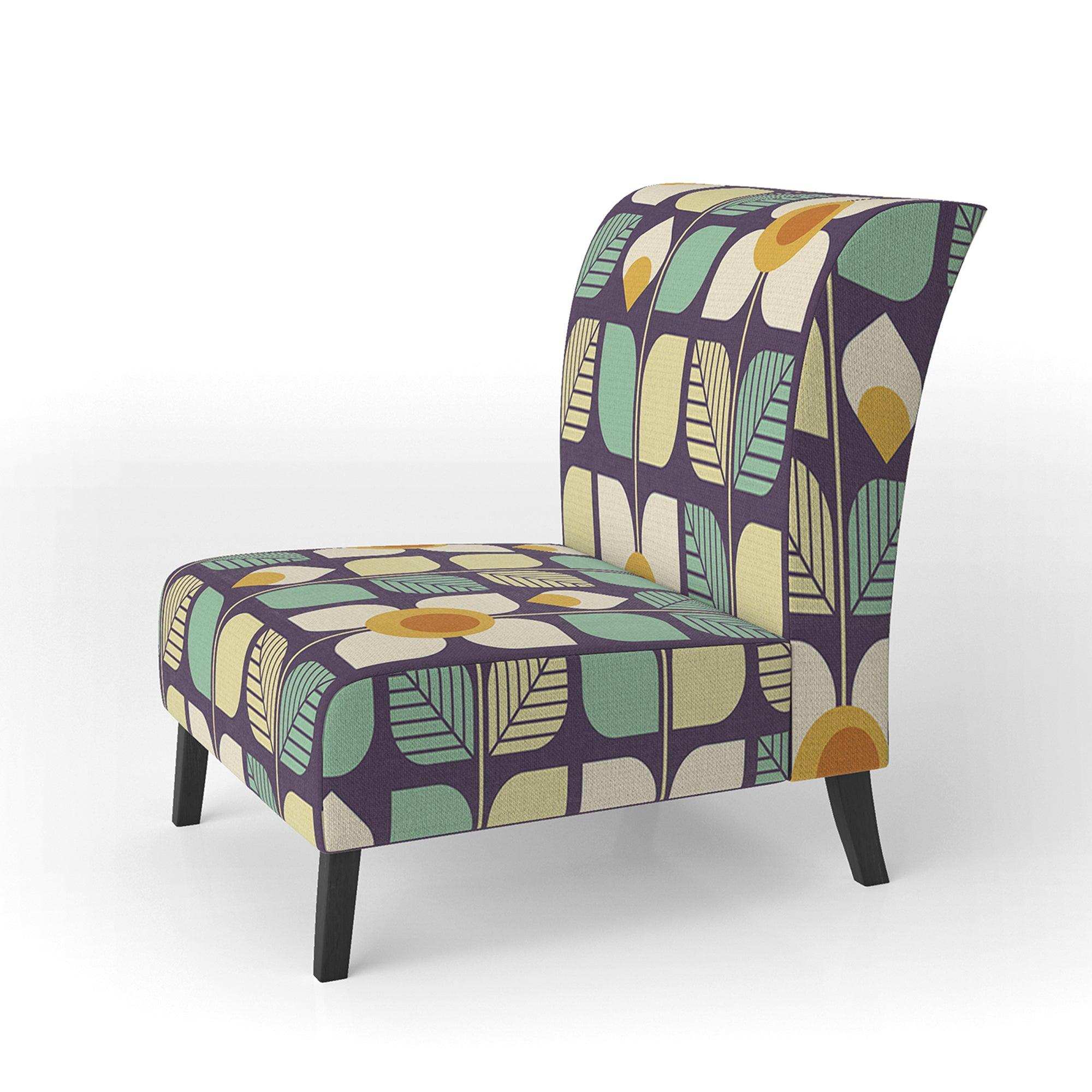 Botanical Retro Design III Mid-Century Accent Chair