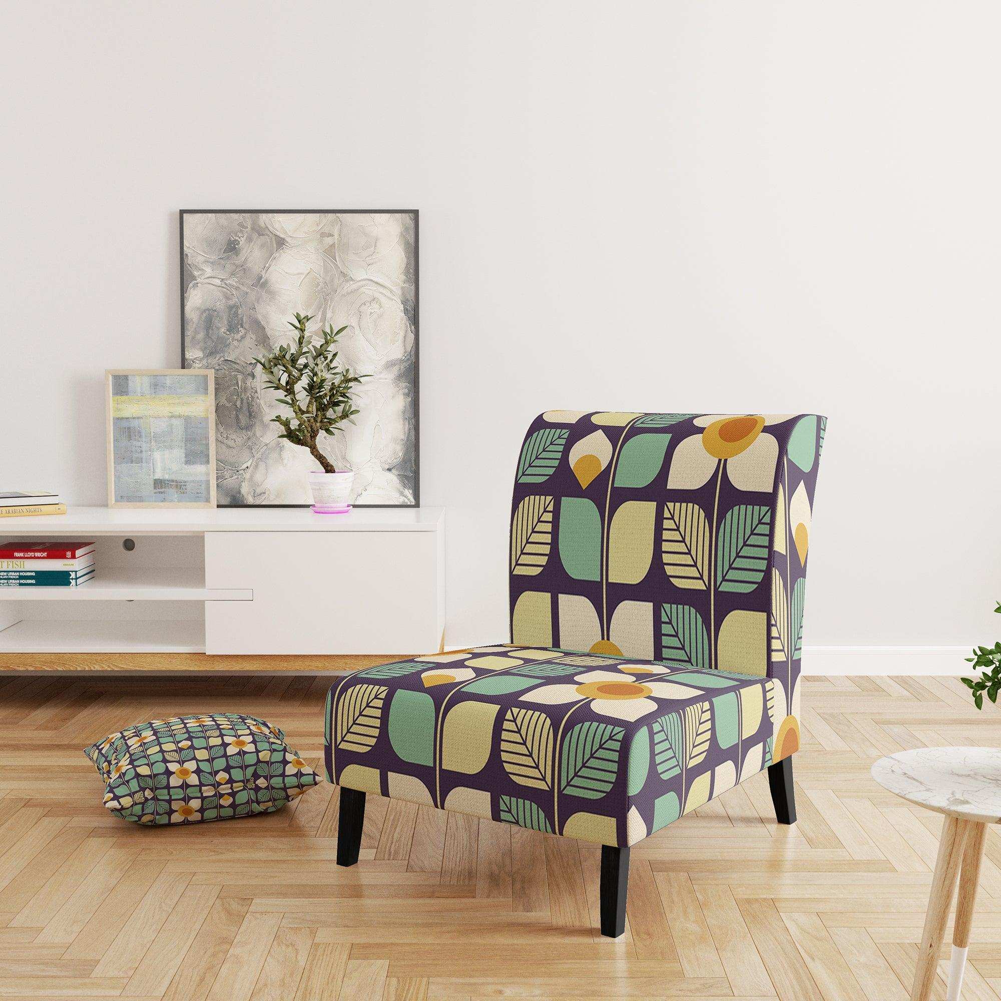 Botanical Retro Design III Mid-Century Accent Chair