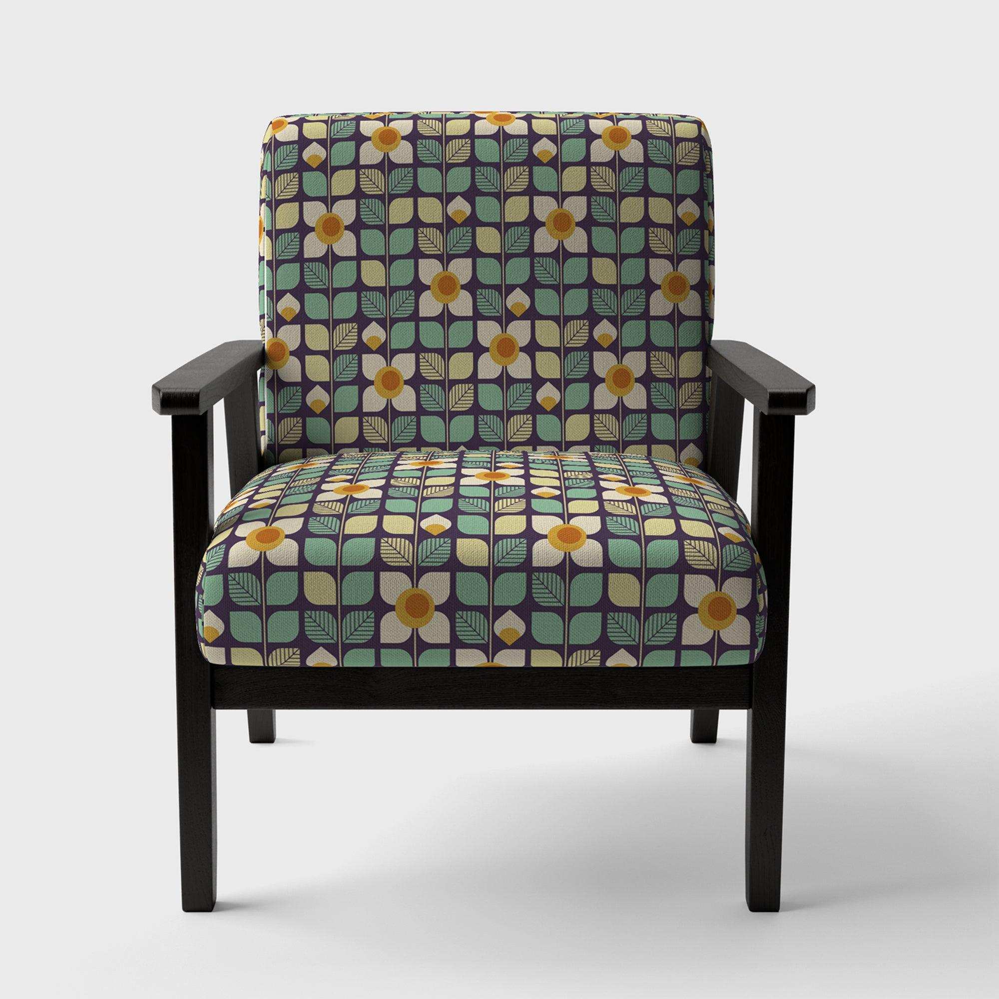 Botanical Retro Design III Mid-Century Accent Chair