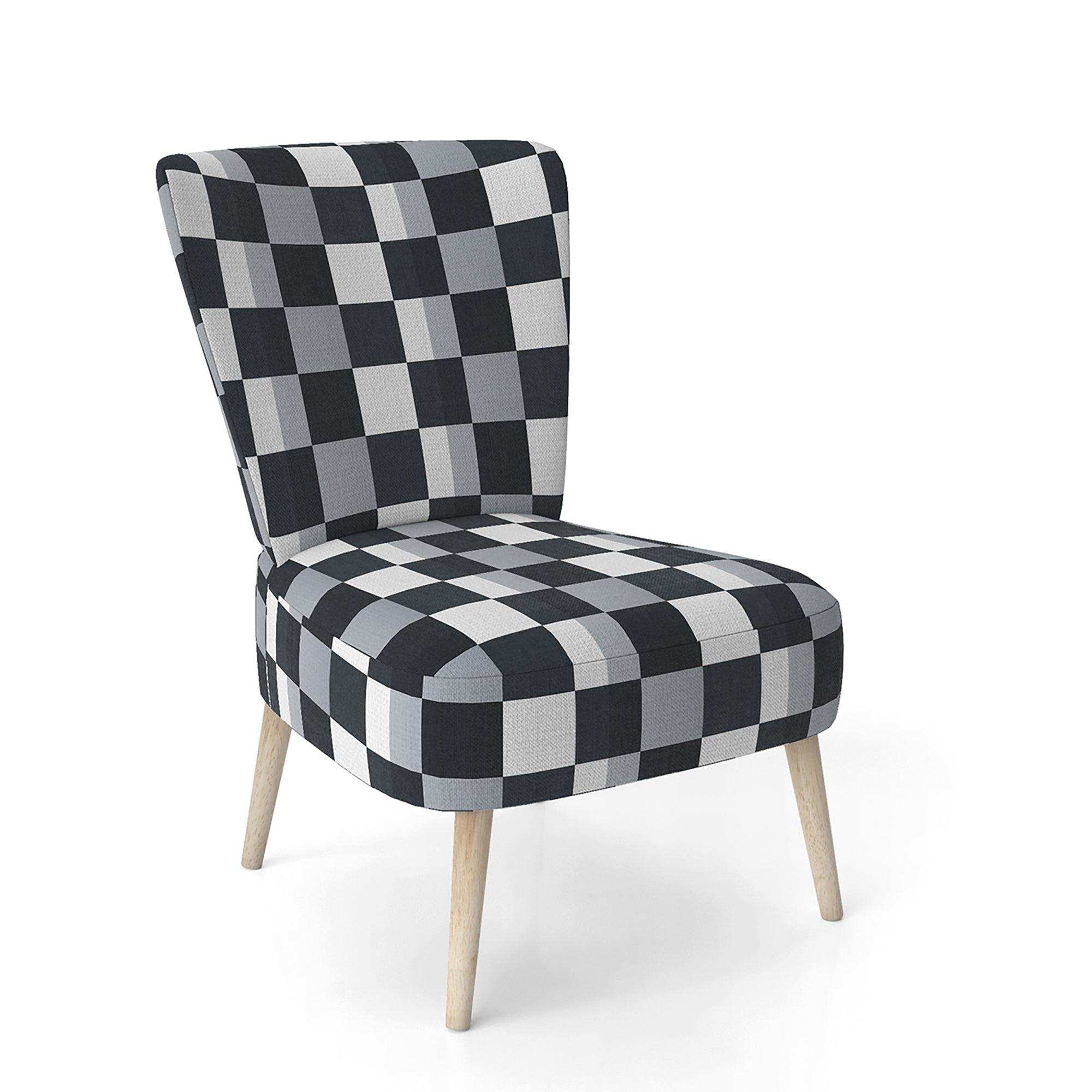 Geometric Monochrome Pattern I Mid-Century Accent Chair