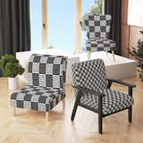 Monochrome Geometric Pattern XI Mid-Century Accent Chair
