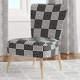 Monochrome Geometric Pattern XI Mid-Century Accent Chair