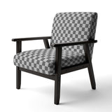 Monochrome Geometric Pattern XI Mid-Century Accent Chair