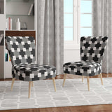 Geometric Monochrome Pattern II Mid-Century Accent Chair
