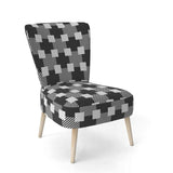 Geometric Monochrome Pattern II Mid-Century Accent Chair