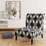 Geometric Monochrome Pattern II Mid-Century Accent Chair