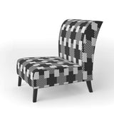 Geometric Monochrome Pattern II Mid-Century Accent Chair