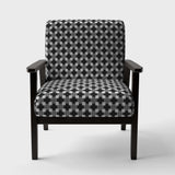 Geometric Monochrome Pattern II Mid-Century Accent Chair