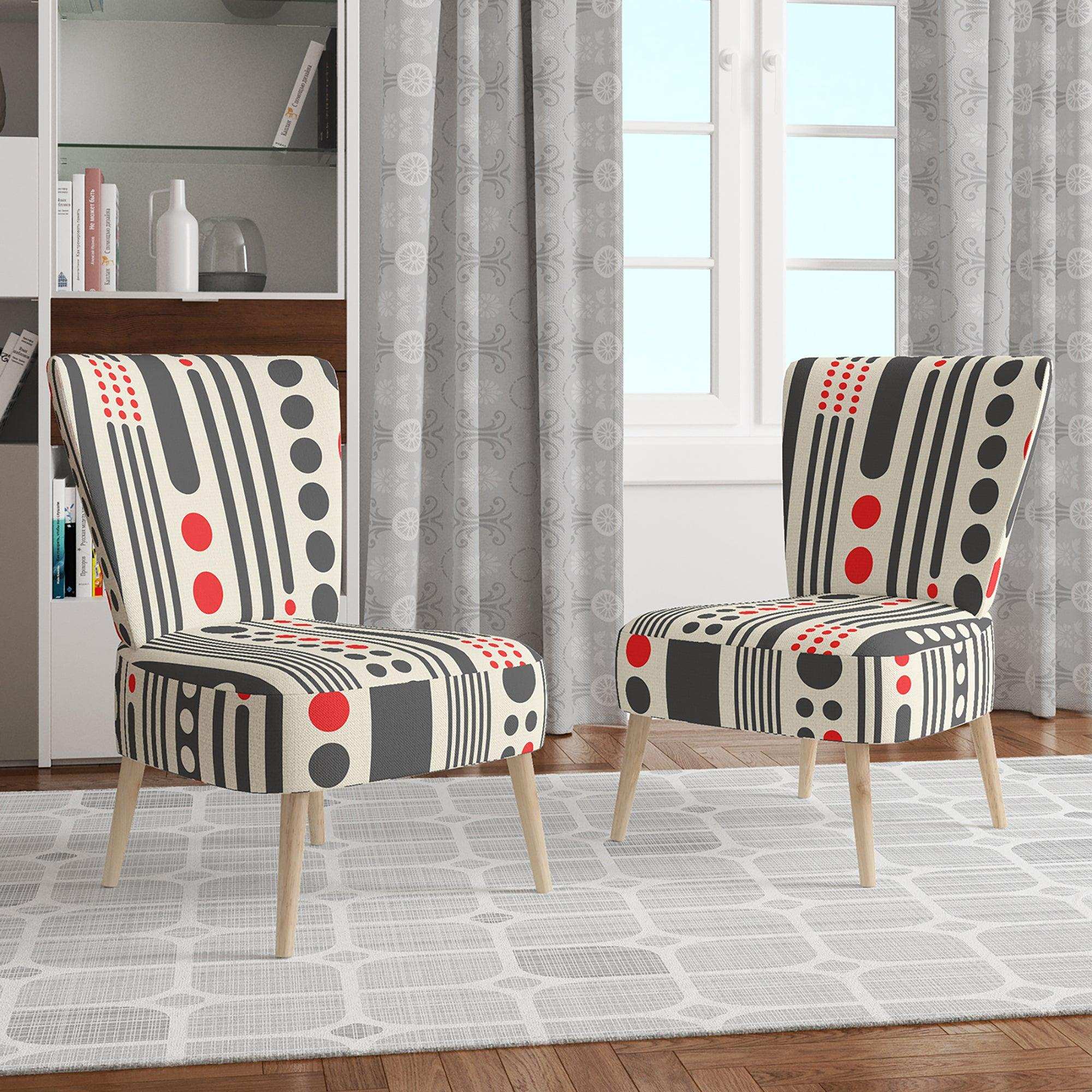 Retro Geometrical Abstract Minimal Pattern II Mid-Century Accent Chair