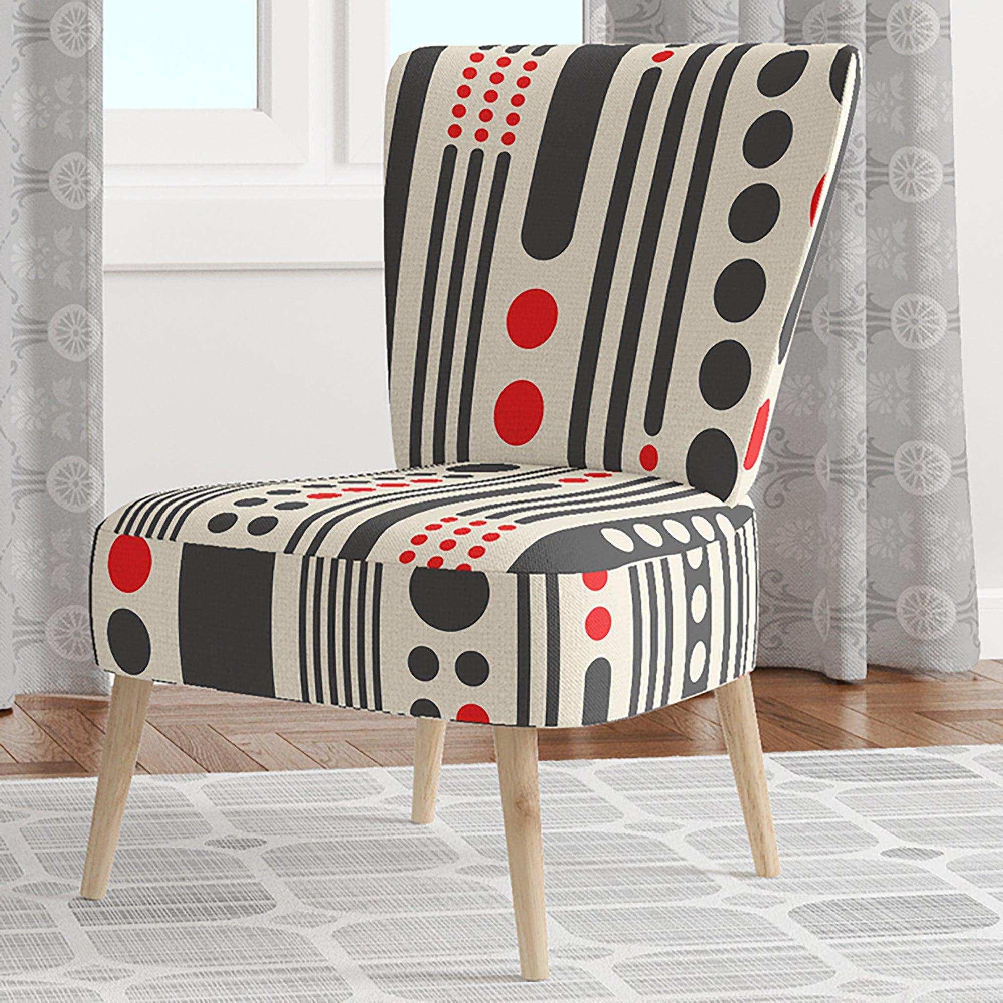 Retro Geometrical Abstract Minimal Pattern II Mid-Century Accent Chair
