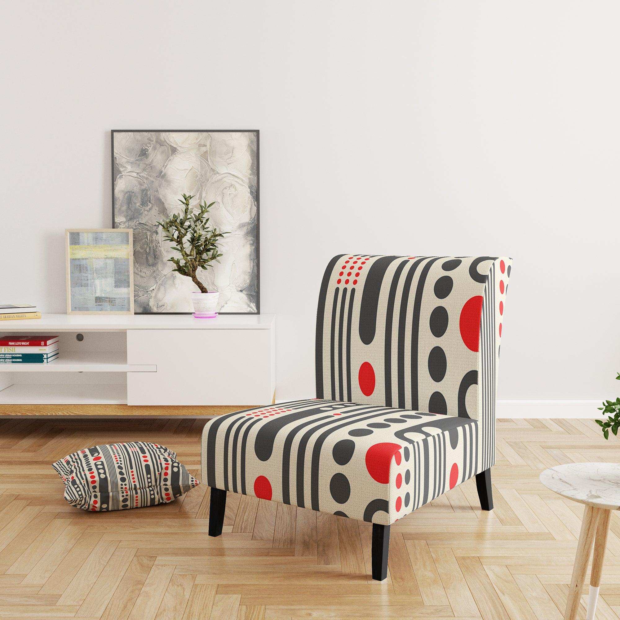 Retro Geometrical Abstract Minimal Pattern II Mid-Century Accent Chair