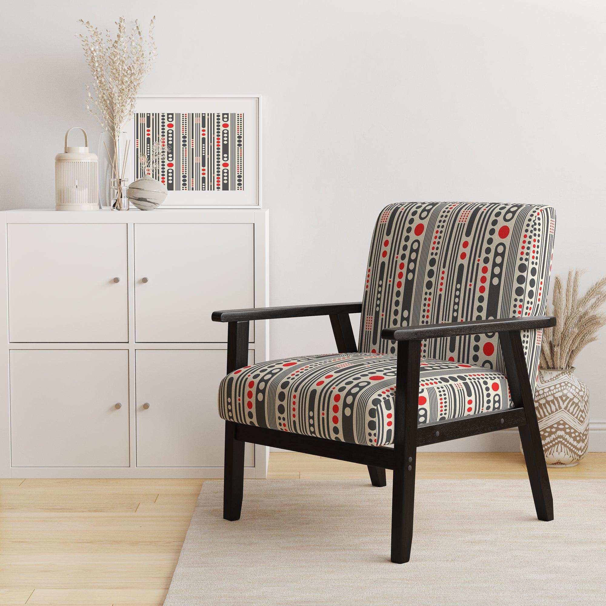 Retro Geometrical Abstract Minimal Pattern II Mid-Century Accent Chair