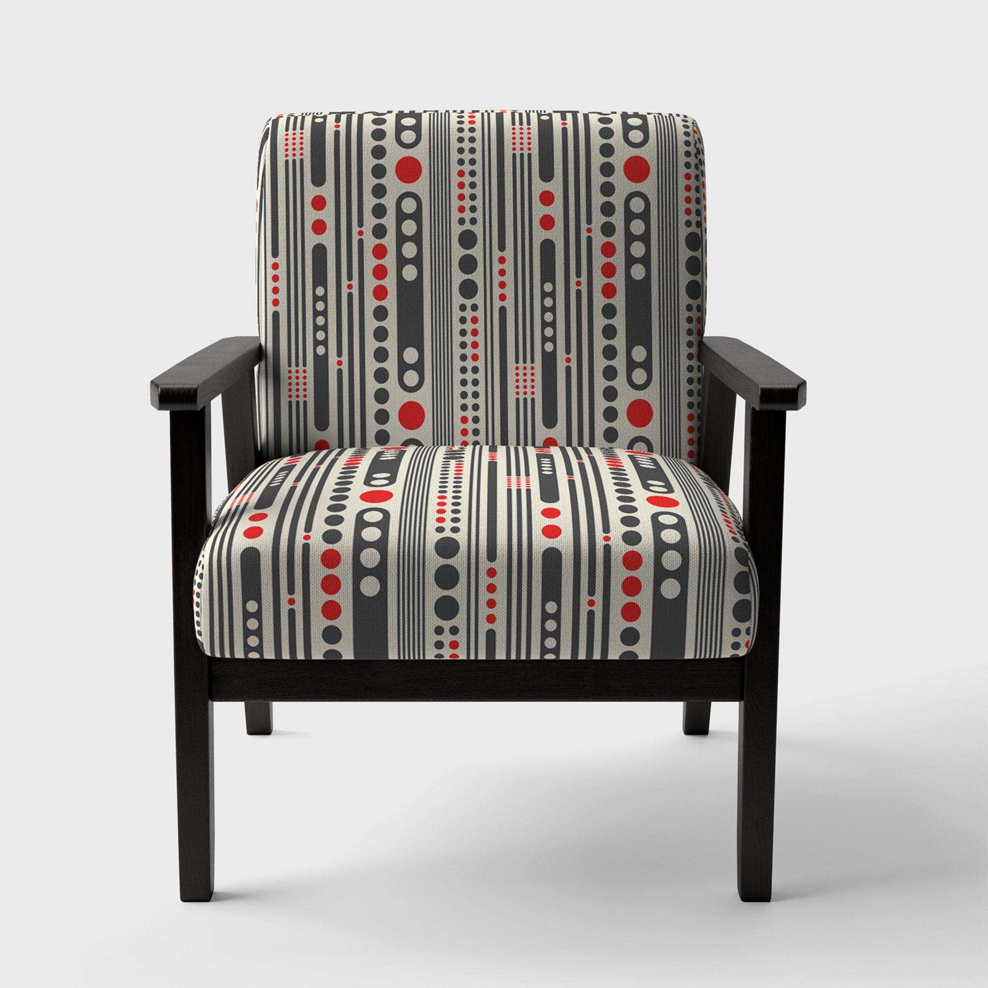Retro Geometrical Abstract Minimal Pattern II Mid-Century Accent Chair