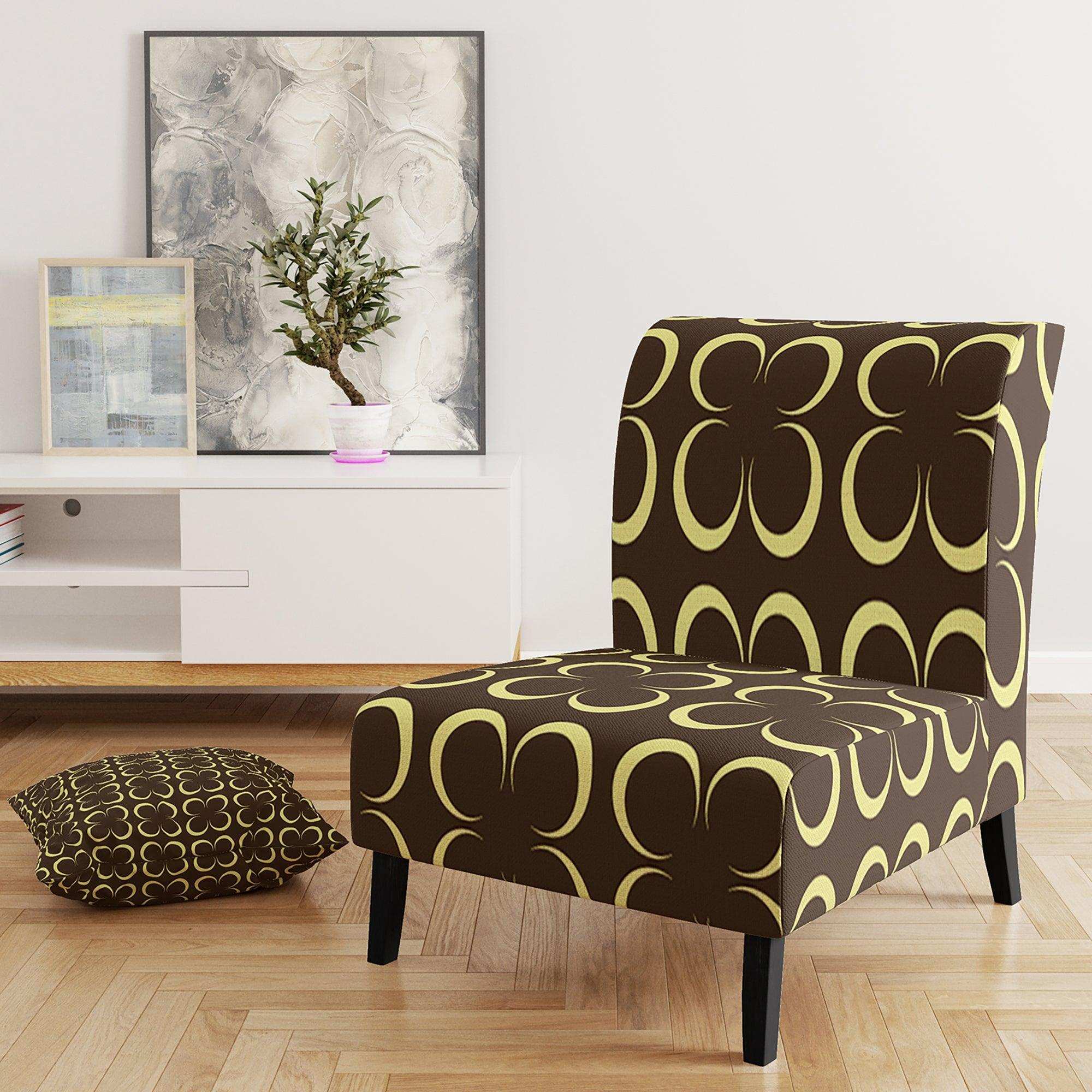 Floral Retro Pattern II Mid-Century Accent Chair