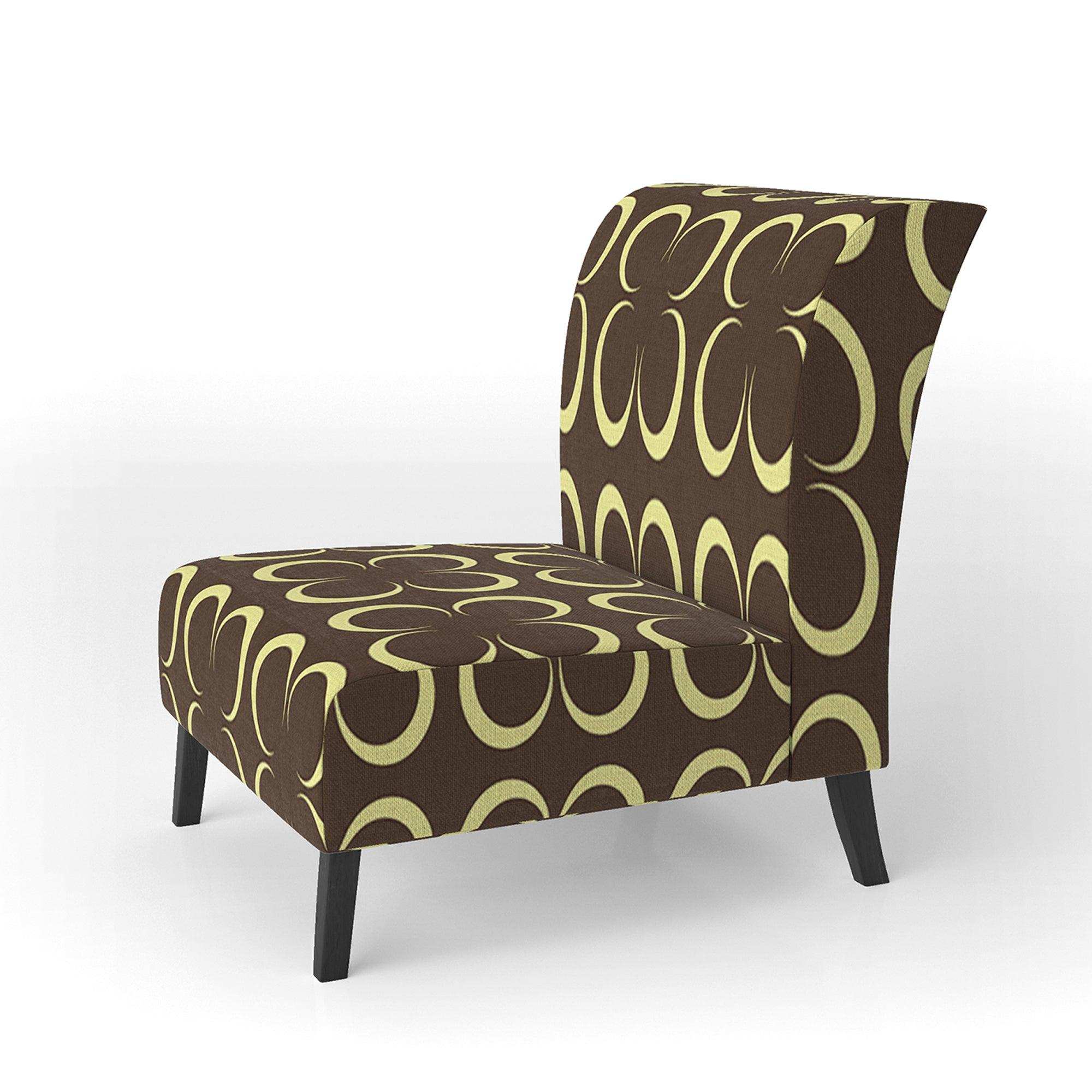 Floral Retro Pattern II Mid-Century Accent Chair