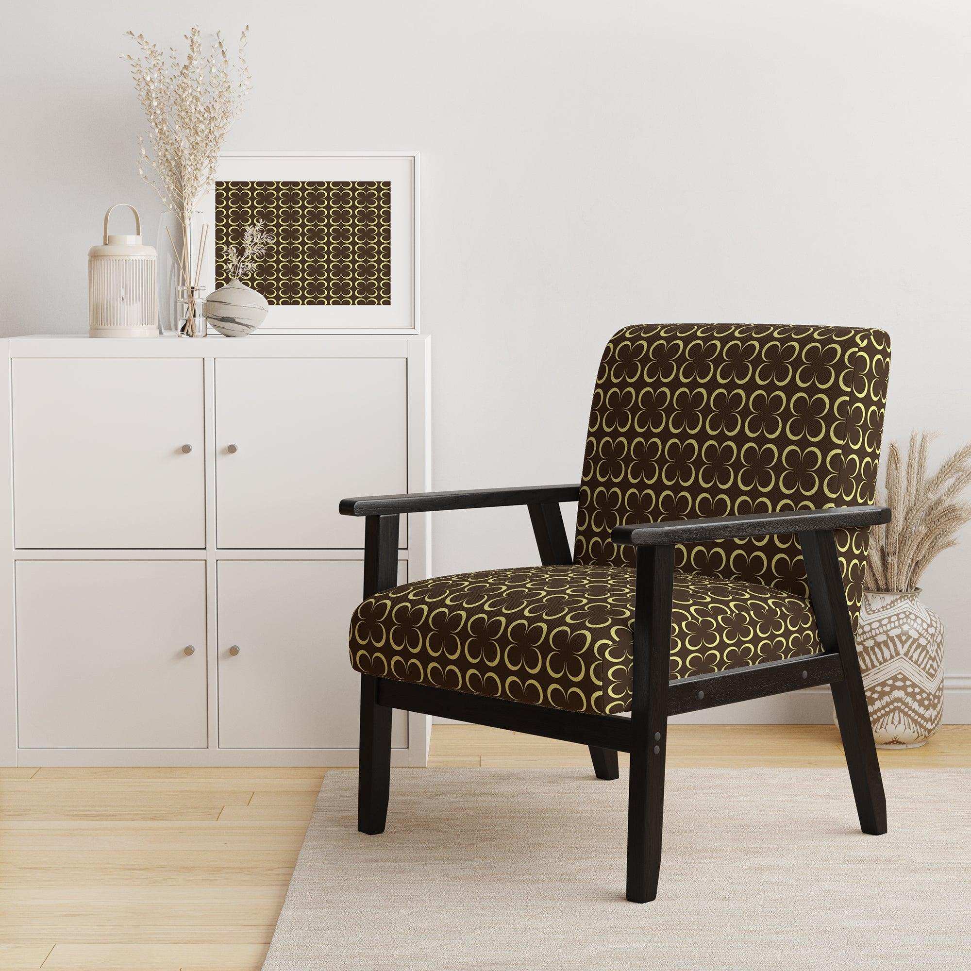 Floral Retro Pattern II Mid-Century Accent Chair