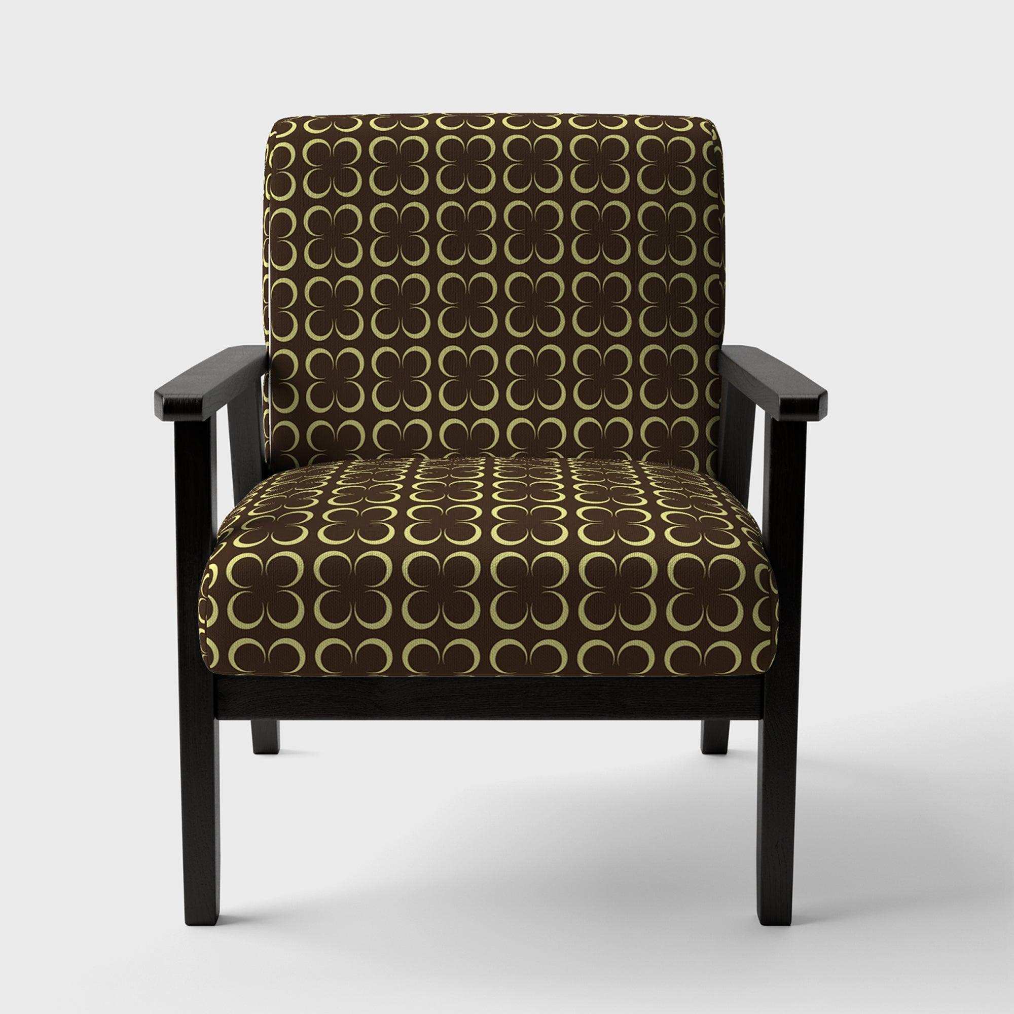 Floral Retro Pattern II Mid-Century Accent Chair