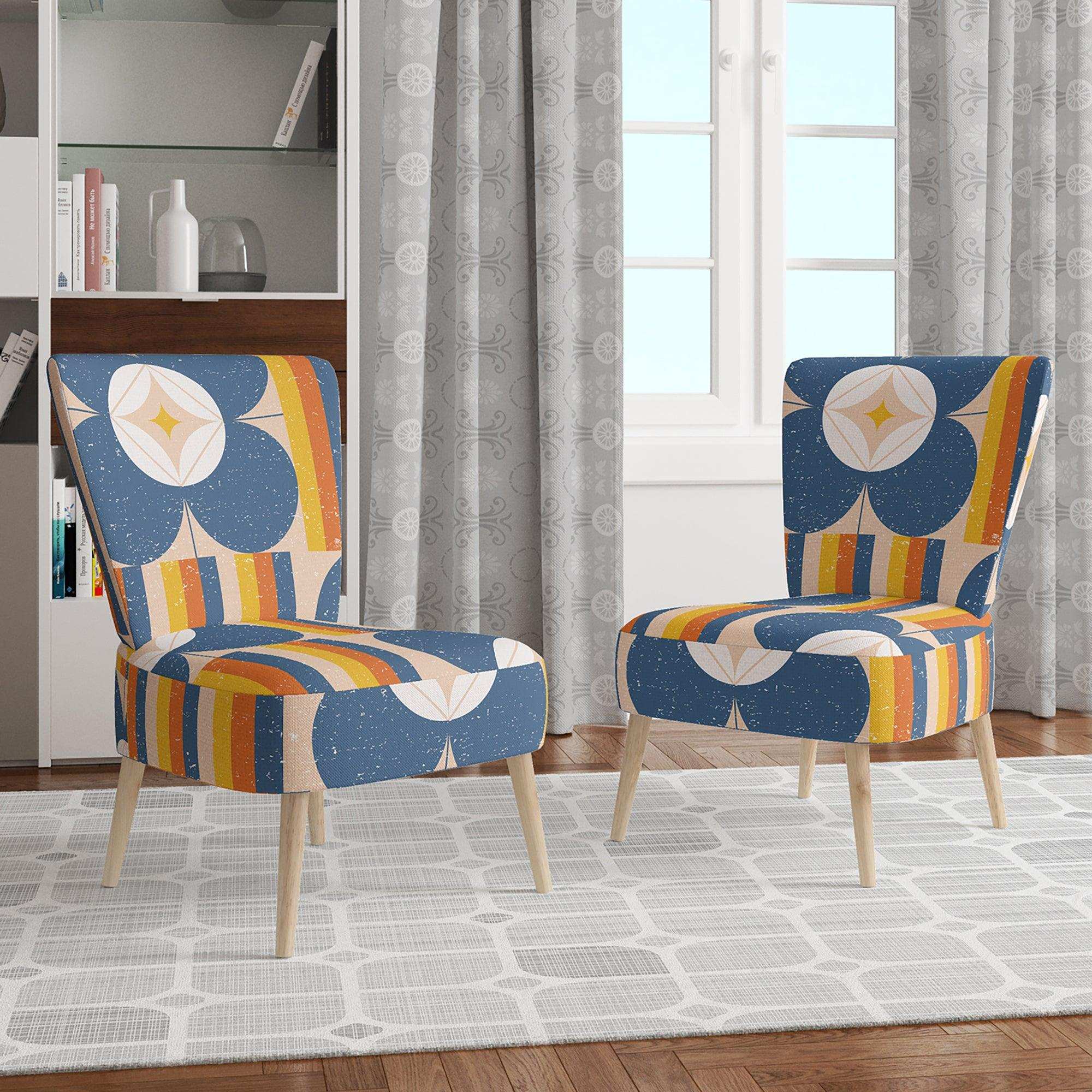 Retro Floral Pattern XI Mid-Century Accent Chair