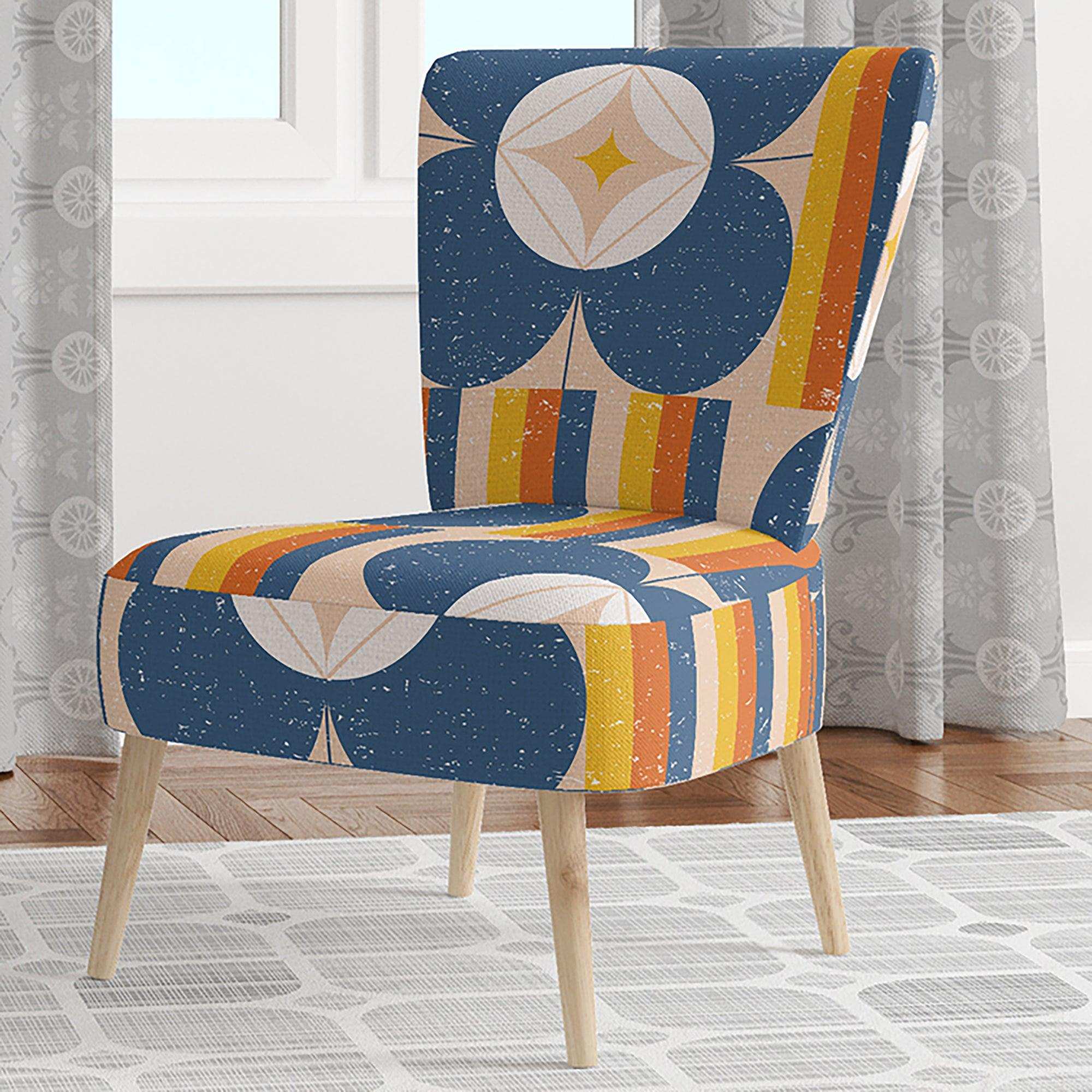 Retro Floral Pattern XI Mid-Century Accent Chair
