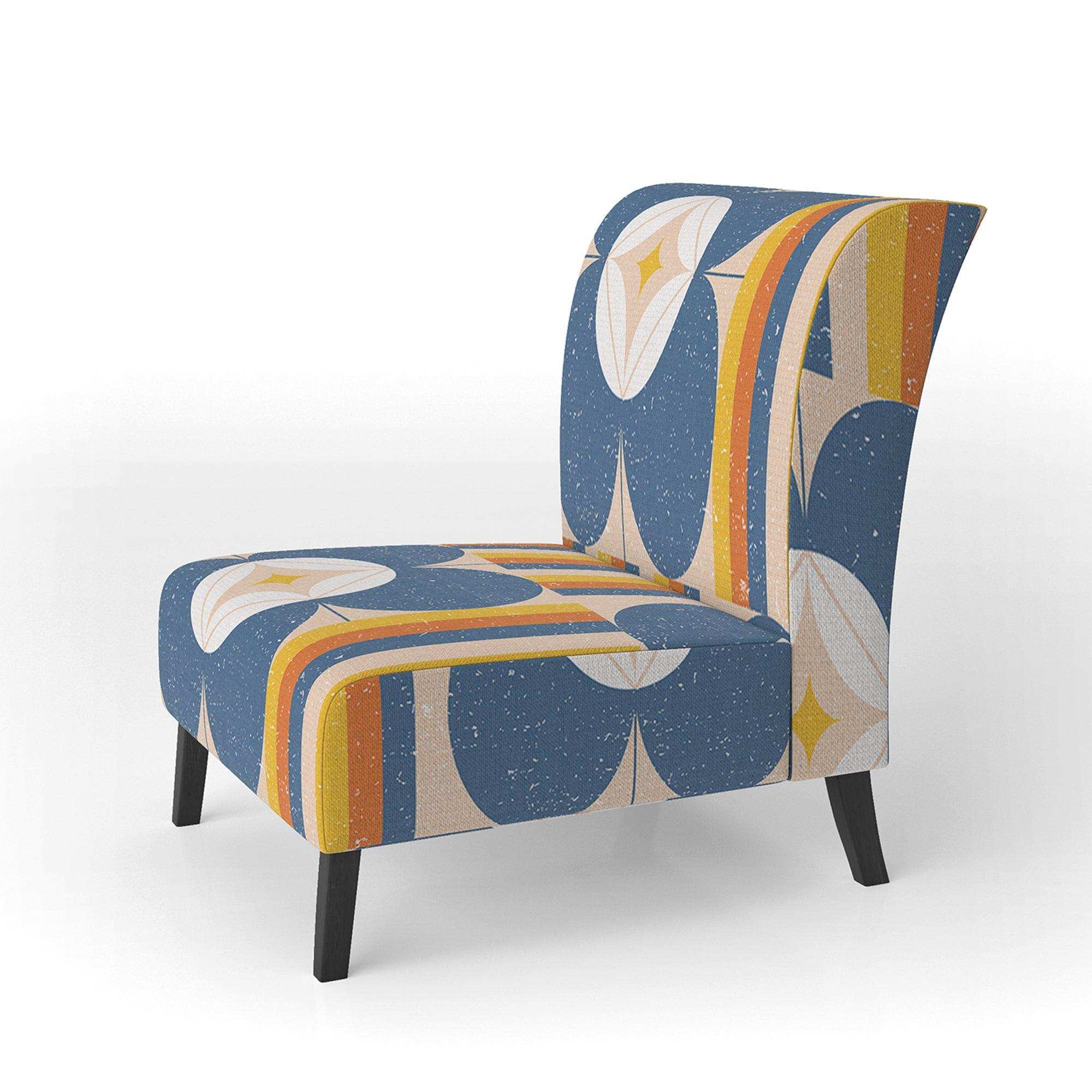 Retro Floral Pattern XI Mid-Century Accent Chair