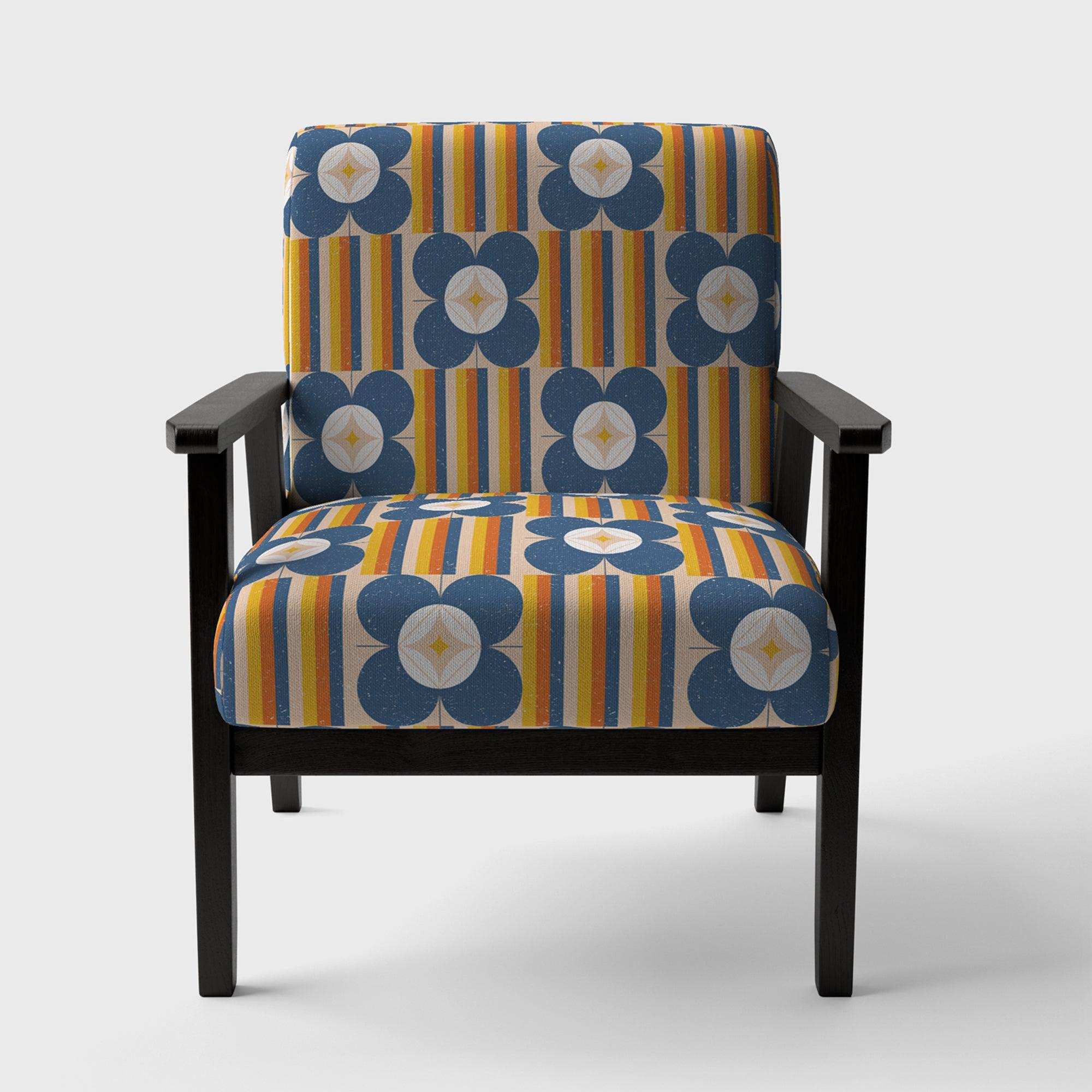 Retro Floral Pattern XI Mid-Century Accent Chair