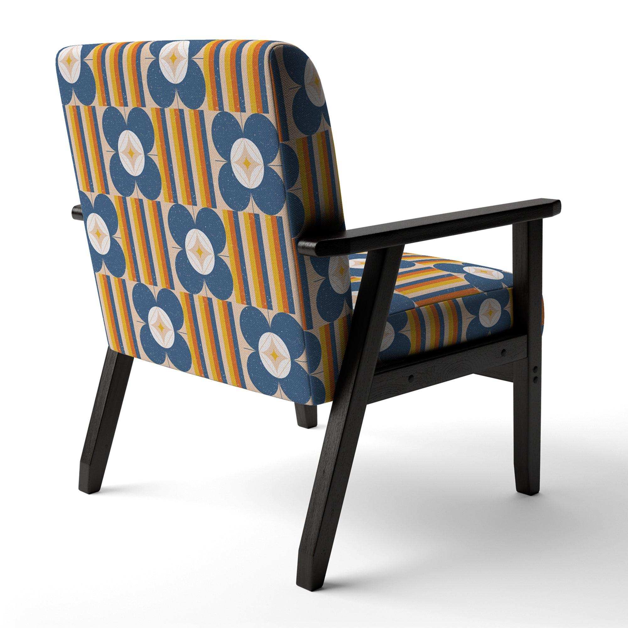 Retro Floral Pattern XI Mid-Century Accent Chair