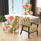 Retro Botanical Pattern I Mid-Century Accent Chair