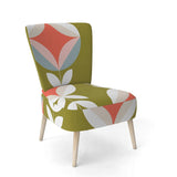 Retro Botanical Pattern I Mid-Century Accent Chair
