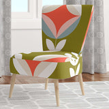 Retro Botanical Pattern I Mid-Century Accent Chair