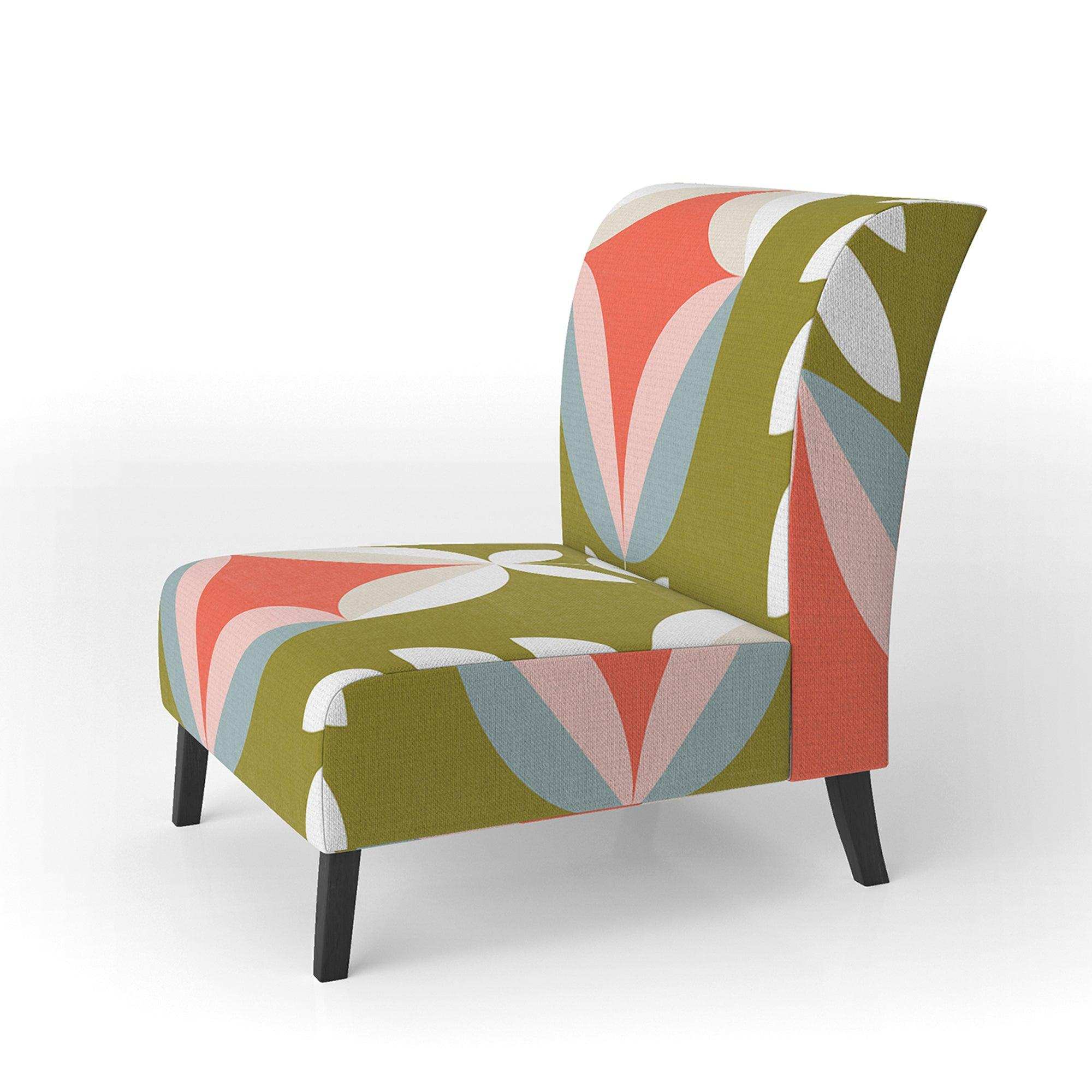 Retro Botanical Pattern I Mid-Century Accent Chair