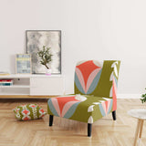 Retro Botanical Pattern I Mid-Century Accent Chair