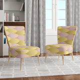 Golden Geometrical Fish Scale Mid-Century Accent Chair