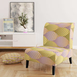 Golden Geometrical Fish Scale Mid-Century Accent Chair