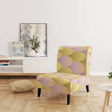 Golden Geometrical Fish Scale Mid-Century Accent Chair