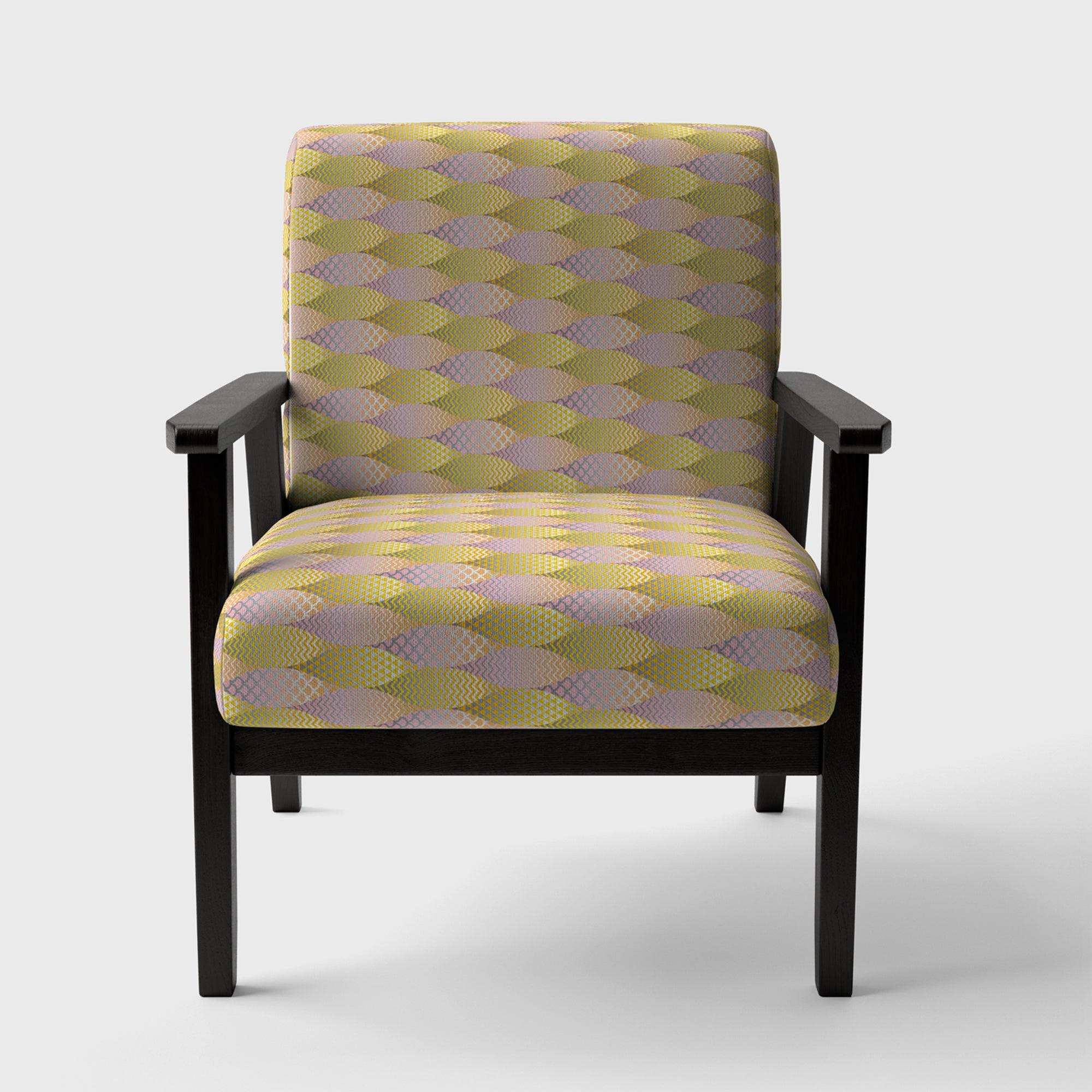 Golden Geometrical Fish Scale Mid-Century Accent Chair