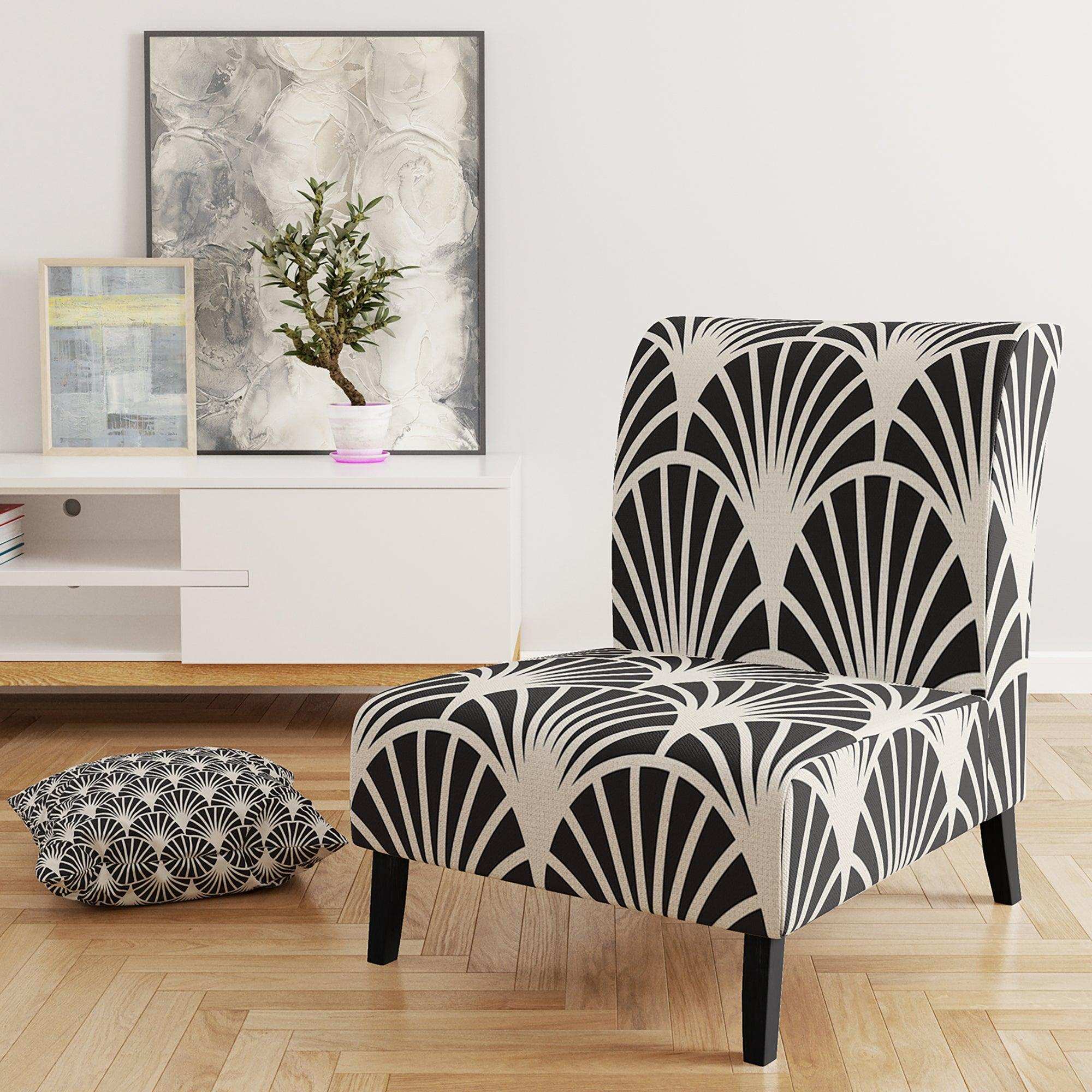 Retro Deco Waves I Mid-Century Accent Chair