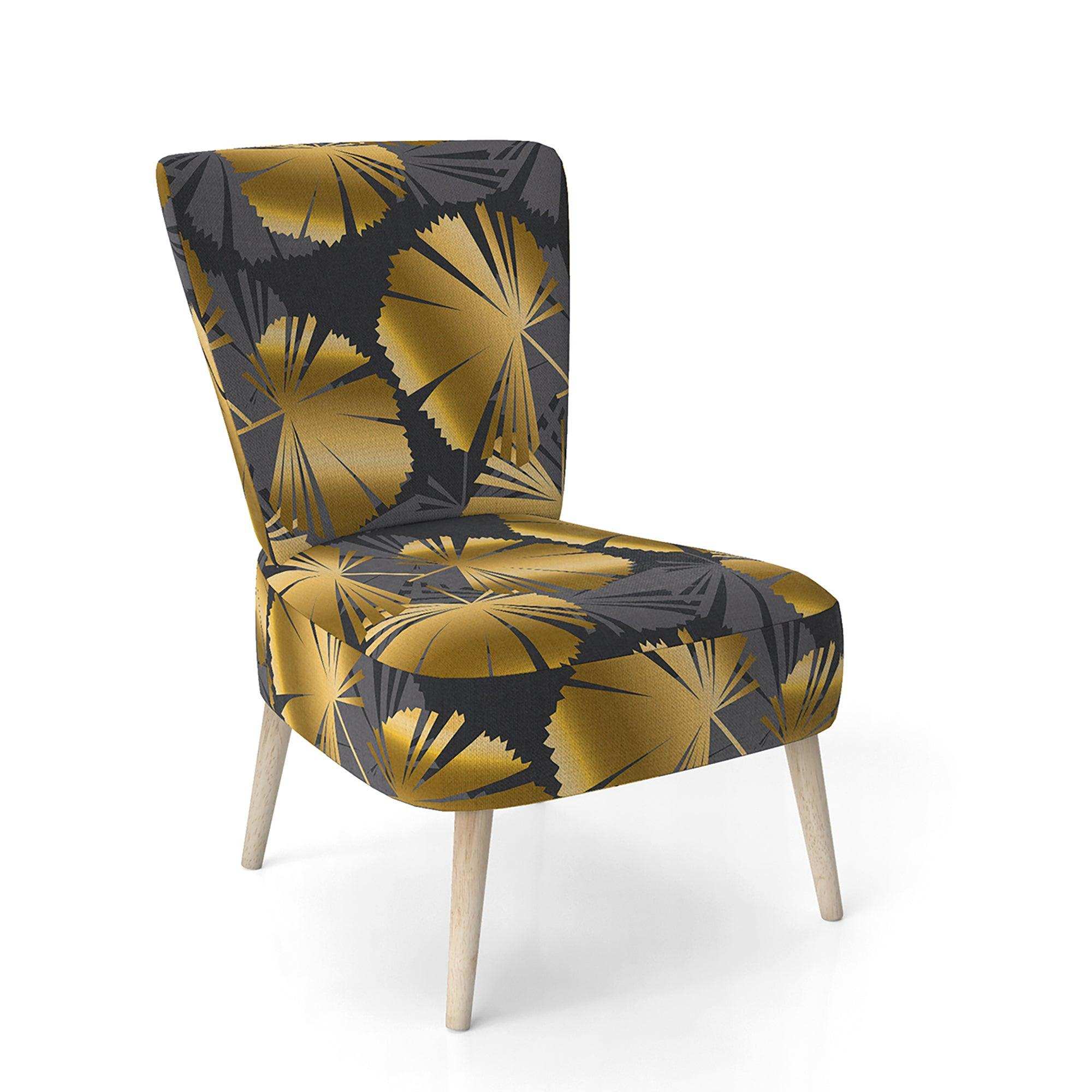 Golden Palm Leaves III Mid-Century Accent Chair