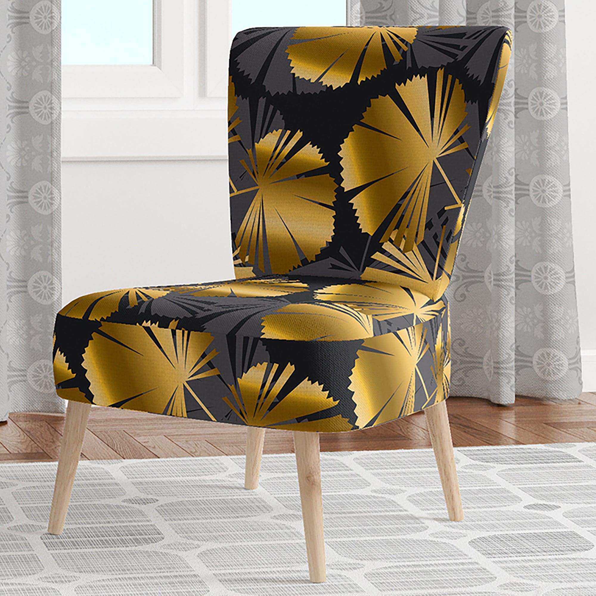Golden Palm Leaves III Mid-Century Accent Chair