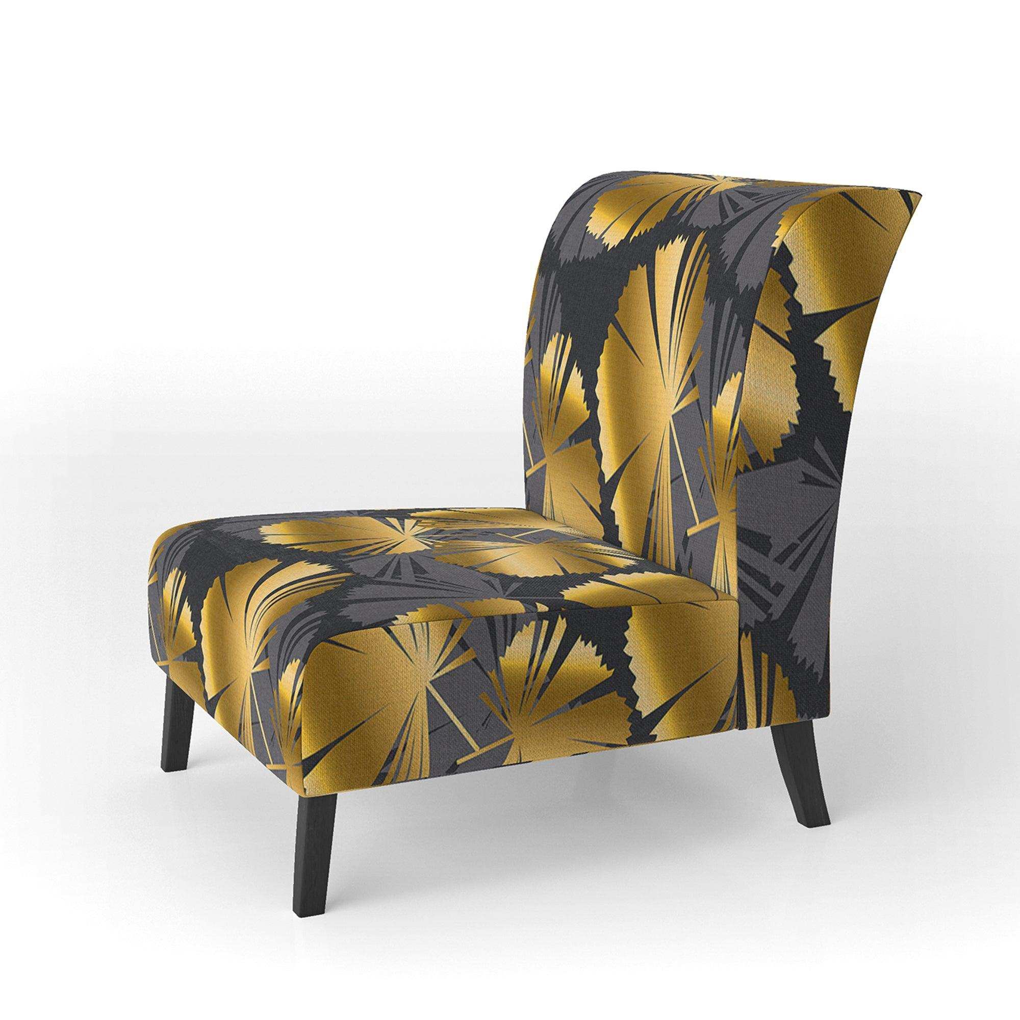 Golden Palm Leaves III Mid-Century Accent Chair
