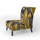 Golden Palm Leaves III Mid-Century Accent Chair