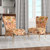 Retro Indian Floral Batik III Mid-Century Accent Chair