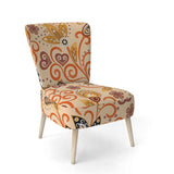 Retro Indian Floral Batik III Mid-Century Accent Chair